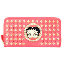 Load image into Gallery viewer, Betty Boop bling pink rhinestone checkbook L woman wallet B17B2605