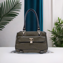 Load image into Gallery viewer, ALBA polka signature print satchel Bag Purse Black Golden lock embossed FM241