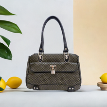 Load image into Gallery viewer, ALBA polka signature print satchel Bag Purse Black Golden lock embossed FM241