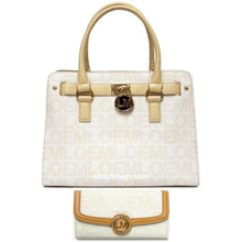 Load image into Gallery viewer, LOEM cream white signature wallet shoulder Bag belt handbag set lock key pockets