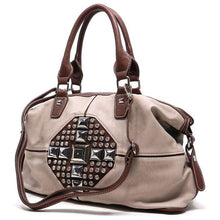 Load image into Gallery viewer, color block bling shoulder handbag bag Black brown studs Rhinestone Silverake