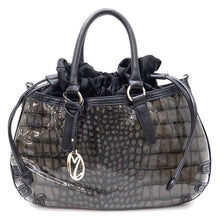 Load image into Gallery viewer, croc ruffle string collar shoulder handbag Bag Designer black designer inspired