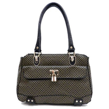 Load image into Gallery viewer, ALBA polka signature print satchel Bag Purse Black Golden lock embossed FM241