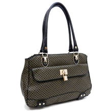 Load image into Gallery viewer, ALBA polka signature print satchel Bag Purse Black Golden lock embossed FM241
