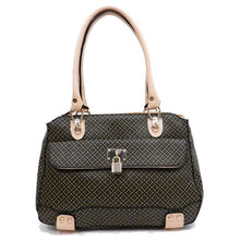 Load image into Gallery viewer, ALBA lock polka signature print satchel Bag Purse Black ivy embossed FM241