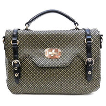 Load image into Gallery viewer, ALBA signature print satchel Bag Purse shoulder Black ivy embossed lock polka FM