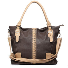 Load image into Gallery viewer, color block L shoulder handbag bag Black beige embossed Designer inspired DS