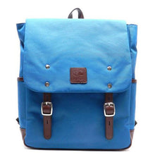 Load image into Gallery viewer, Canvas book school sport L backpack Bag I Pad laptop form pockets Blue Blanc