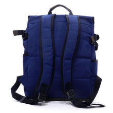 Load image into Gallery viewer, Canvas book school sport L backpack Bag I Pad laptop form pockets Blue Blanc