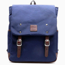 Load image into Gallery viewer, Canvas book school sport L backpack Bag I Pad laptop form pockets Blue Blanc