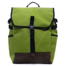 Load image into Gallery viewer, Canvas L backpack Bag I Pad laptop form Pockets Blanc Belt Olive Green flap over