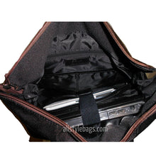 Load image into Gallery viewer, Canvas L backpack Bag I Pad laptop form Pockets Blanc Belt Olive Green flap over