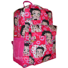 Load image into Gallery viewer, Betty Boop Canvas School Backpack Book Pink red Sport Pockets