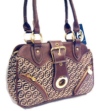 Cargar imagen en el visor de la galería, Bolso tipo cartera de lona con anilla y cremallera en forma de L, inspirado en el diseñador, con bolsillo marrón y metal dorado