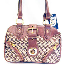 Cargar imagen en el visor de la galería, Bolso tipo cartera de lona con anilla y cremallera en forma de L, inspirado en el diseñador, con bolsillo marrón y metal dorado