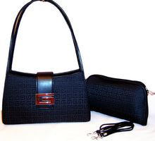 Load image into Gallery viewer, Designer Inspired black G canvas plaid dual bags handbag purse set