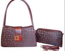 Load image into Gallery viewer, Designer Inspired black G canvas plaid dual bags handbag purse set