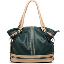 Load image into Gallery viewer, Color Block L bag Handbag purse Green Ivy Bold stitching Studs designer inspired