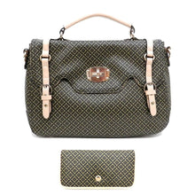 Load image into Gallery viewer, ALBA lock polka Signature Shoulder office Bag L wallet set Black ivy