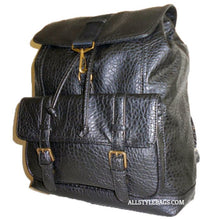 Load image into Gallery viewer, Faux Leather school backpack Bag Black slim unisex I Pad Laptop Form Pockets