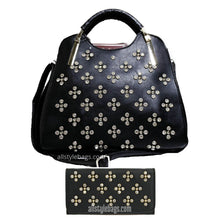 Cargar imagen en el visor de la galería, Bolso de mano tipo cartera LOEM Polka Shoulder L con diseño de flores y tachuelas de diamantes de imitación