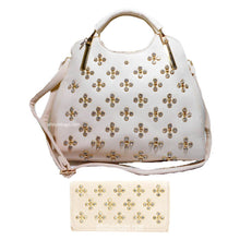 Cargar imagen en el visor de la galería, Bolso de mano tipo cartera LOEM Polka Shoulder L con diseño de flores y tachuelas de diamantes de imitación