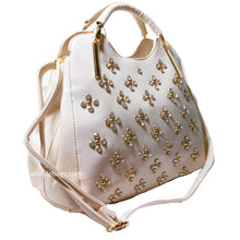 Cargar imagen en el visor de la galería, Bolso de mano tipo cartera LOEM Polka Shoulder L con diseño de flores y tachuelas de diamantes de imitación F17E