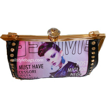 Load image into Gallery viewer, black Magazine image evening clutch satchel shoulder bag rhinestone cover photo