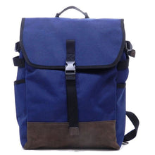 Cargar imagen en el visor de la galería, Mochila de lona mostaza forma L bolso tableta Blanc Cinturón I Pad portátil bolsillos amarillo