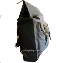 Load image into Gallery viewer, Color block Canvas School L Backpack Navy blue blanc Laptop tablet Sport Biking