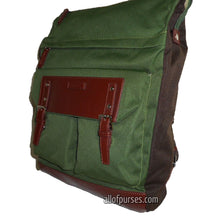 Load image into Gallery viewer, Color block Canvas School L Backpack blanc Olive brown Laptop tablet Sport Bag