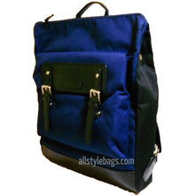 Load image into Gallery viewer, Color block Canvas School Backpack blanc blue navy Laptop tablet Sport Bag