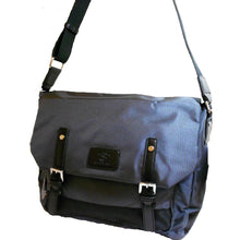 Load image into Gallery viewer, two tones Canvas School form pockets Messenger bag navy Blue IPad Laptop