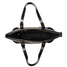 Cargar imagen en el visor de la galería, Conjunto de cartera y bolso de mano con estampado de la firma LOEM, color negro y bolsillos de diseñador