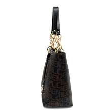 Cargar imagen en el visor de la galería, Conjunto de cartera y bolso de mano con estampado de la firma LOEM, cadena dorada, diseño interior