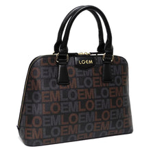 Cargar imagen en el visor de la galería, Bolso de mano LOEM con estampado trapezoidal en color beige hiedra dorado de la marca