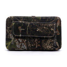 Cargar imagen en el visor de la galería, Cartera de lona Fleur De Lis con marco de camuflaje occidental en forma de L con tachuelas y diamantes de imitación para mujer