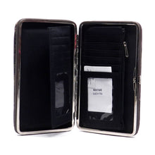 Cargar imagen en el visor de la galería, Cartera de lona Fleur De Lis con marco de camuflaje occidental en forma de L con tachuelas y diamantes de imitación para mujer