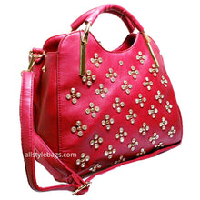 Load image into Gallery viewer, Designer inspired burgundy red LOEM Polka Flora Rhinestone Shoulder bag handbag