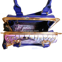 Load image into Gallery viewer, Bling Magazine cover Print sliding zip golden frame red shoulder Bag rhinestones