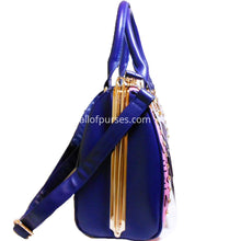 Load image into Gallery viewer, Bling Magazine cover Print sliding zip golden frame red shoulder Bag rhinestones