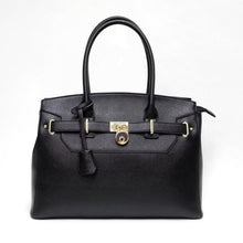 Cargar imagen en el visor de la galería, Bolso de mano con correa negra y llavero LOEM, bolso de mano inspirado en el diseñador clásico