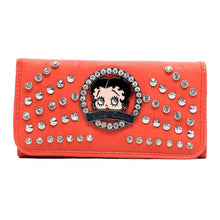 Load image into Gallery viewer, Betty Boop bling pink rhinestone checkbook L woman wallet B16N
