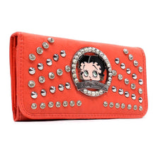 Load image into Gallery viewer, Betty Boop bling pink rhinestone checkbook L woman wallet B16N
