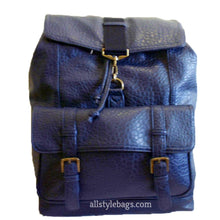 Cargar imagen en el visor de la galería, Mochila escolar deportiva de piel azul marino para portátil iPad, color L, para tablet, con bolsillos