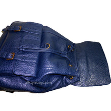 Cargar imagen en el visor de la galería, Mochila escolar deportiva de piel azul marino para portátil iPad, color L, para tablet, con bolsillos