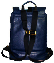 Cargar imagen en el visor de la galería, Mochila escolar deportiva de piel azul marino para portátil iPad, color L, para tablet, con bolsillos