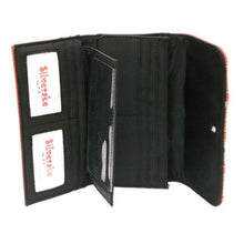 Load image into Gallery viewer, Designer inspired silverake brown tan pup strip patchwork woman checkbook L wall