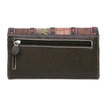 Load image into Gallery viewer, Designer inspired silverake brown tan pup strip patchwork woman checkbook L wall