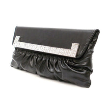 Cargar imagen en el visor de la galería, Bolso de mano para fiesta de noche con diamantes de imitación plateados y negros inspirado en el diseñador